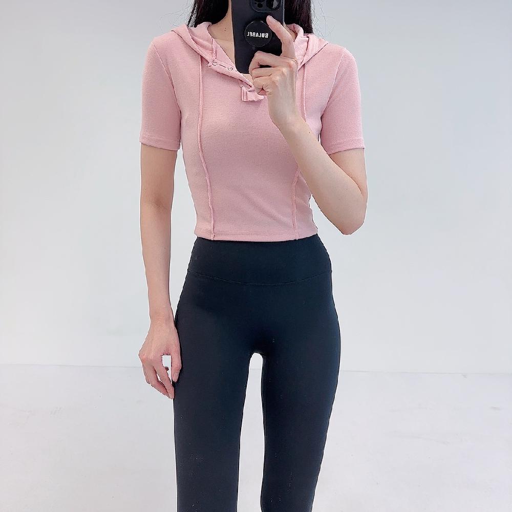 로라벨 데어 필라테스복 여성 요가복 필라테스 요가 상의 옷 커버업 운동복 탑 반팔 크롭 - 상세 이미지 2
