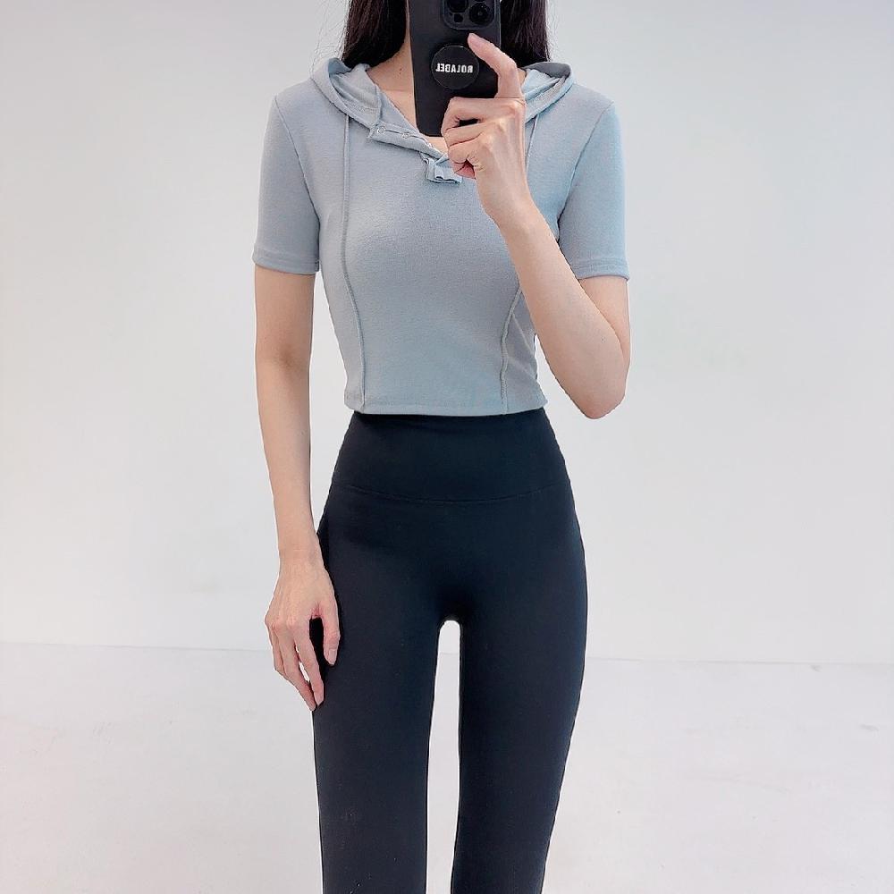 로라벨 데어 필라테스복 여성 요가복 필라테스 요가 상의 옷 커버업 운동복 탑 반팔 크롭 이미지 8