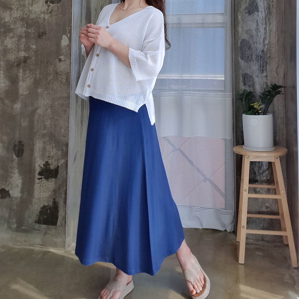 여름 A라인 임산부 치마 만삭까지 편안한 임부 롱 스커트 데일리룩 코디 3color - 상품 이미지
