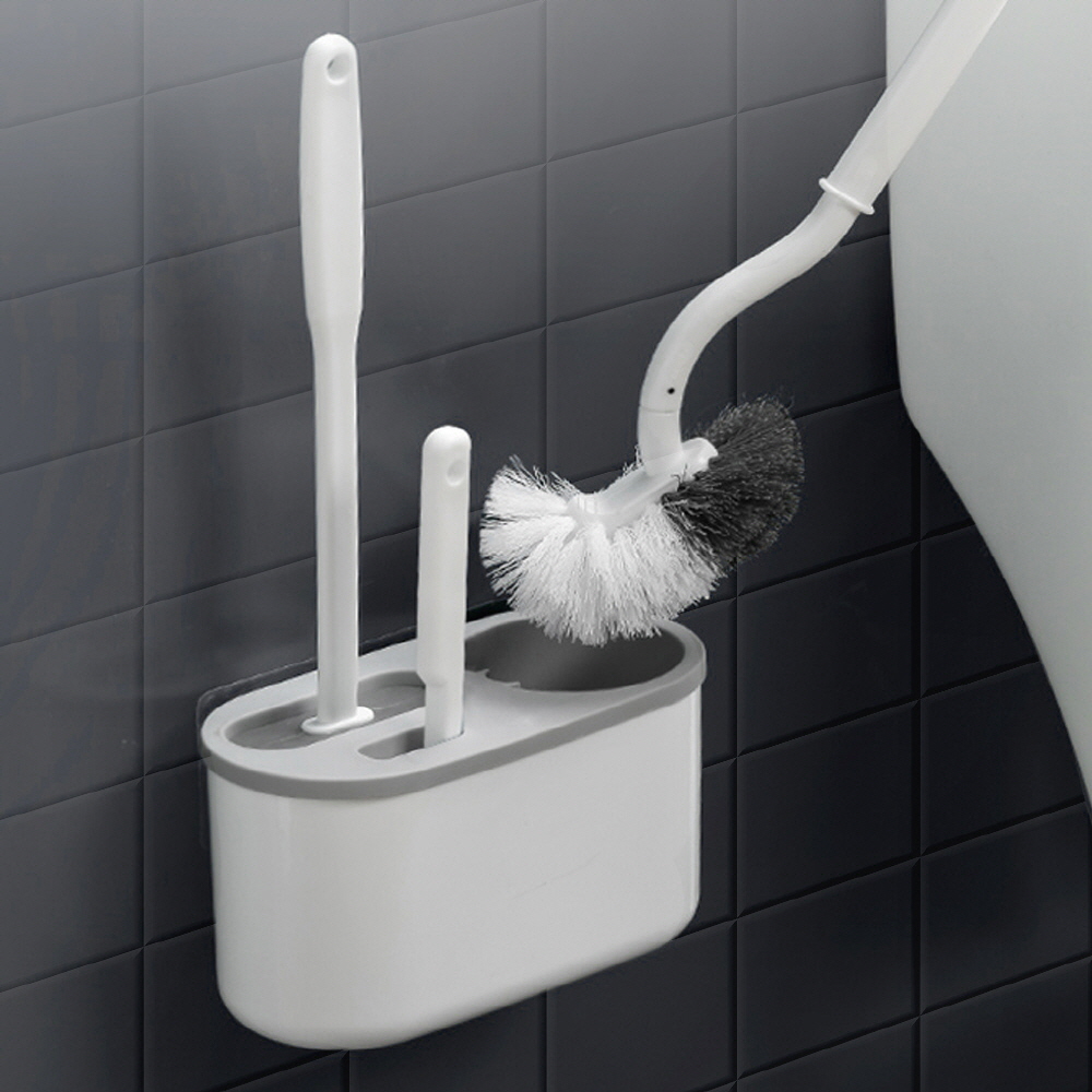 3IN1 공중부양 올인원 변기솔 화장실 실리콘 벽걸이 변기 청소솔 세트 제품 이미지