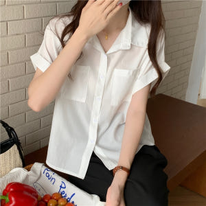 여자여자몰 시크 커리어우먼룩 가오리핏셔츠 여름 포켓롤업셔츠남방 화이트 착용 후기 | 사이즈/핏 총정리 - 상품 이미지 2