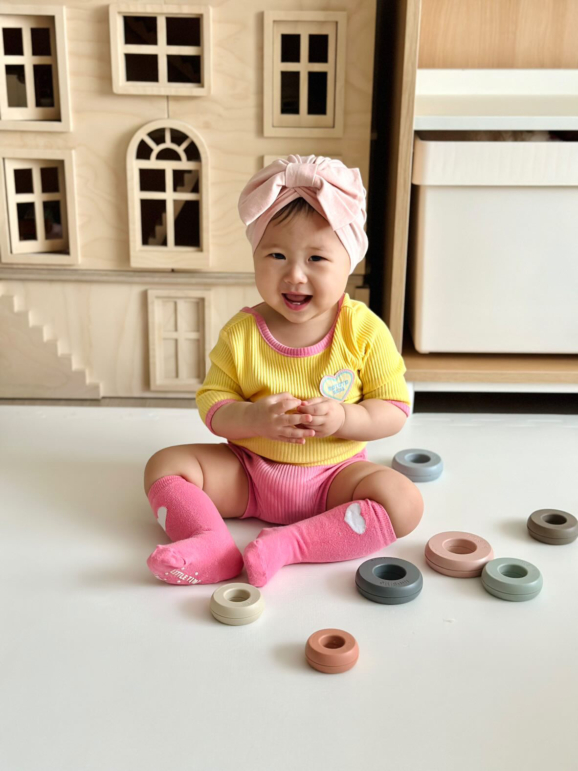 디어딜리 아기모자 플랫터번 비니 유아헤어밴드 출산선물 백일 돌 촬영소품