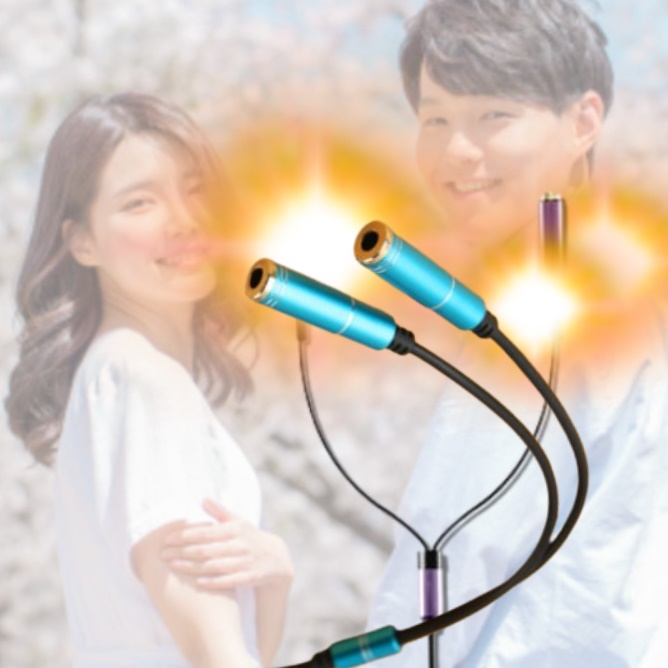 듀얼 Y형 커플 이어폰 젠더 오디오 케이블 스피커 헤드폰 헤드셋 스마트폰 4극 3.5mm - 메인 이미지