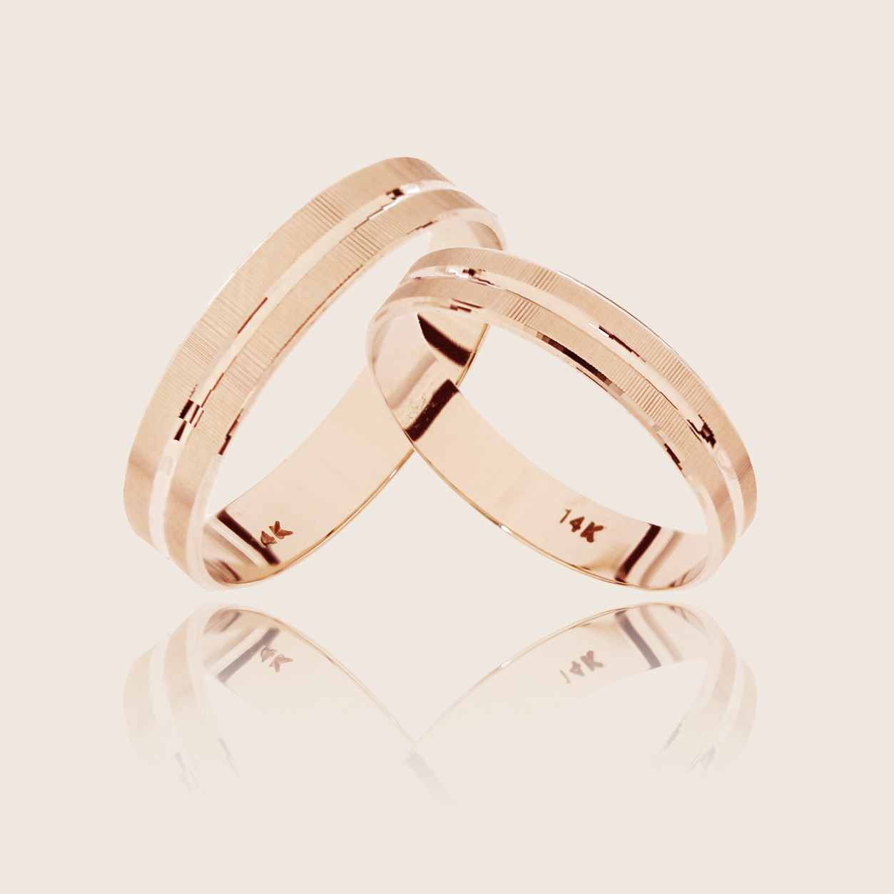 14K18K 심플 컷팅 밴드라인 커플링 반지