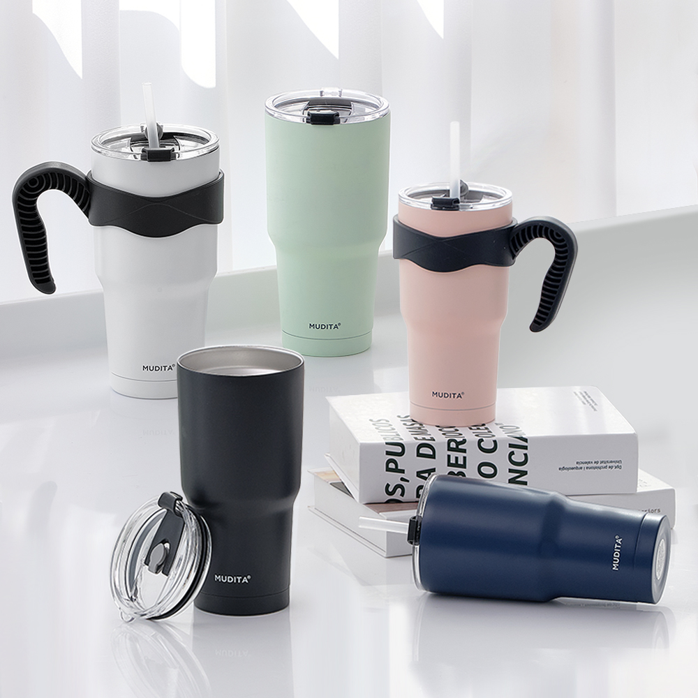 무디타 이중 진공 대용량 스텐 텀블러 900ml (손잡이+뚜껑+빨대 포함 4종 세트) - 상세 이미지 5