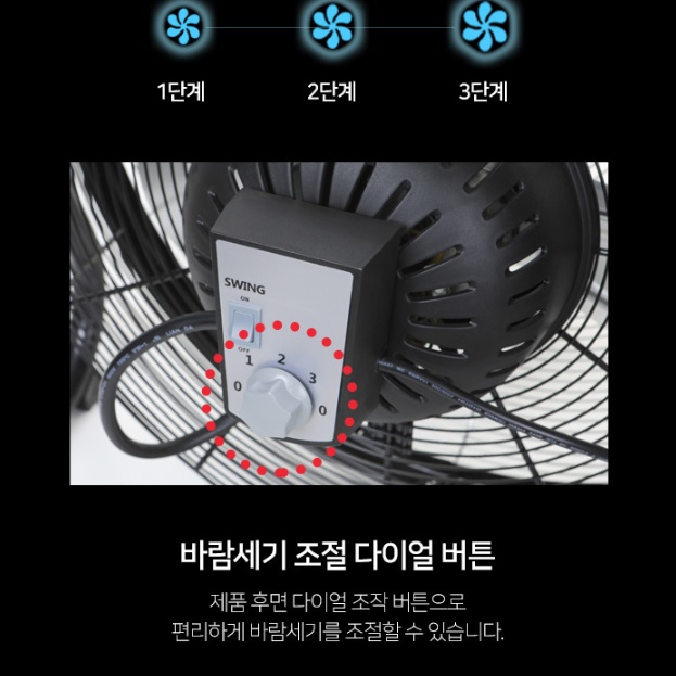 광폭회전 영업용선풍기 매장용선풍기 작업용 축사용 선풍기 16인치 - 상세 이미지 2