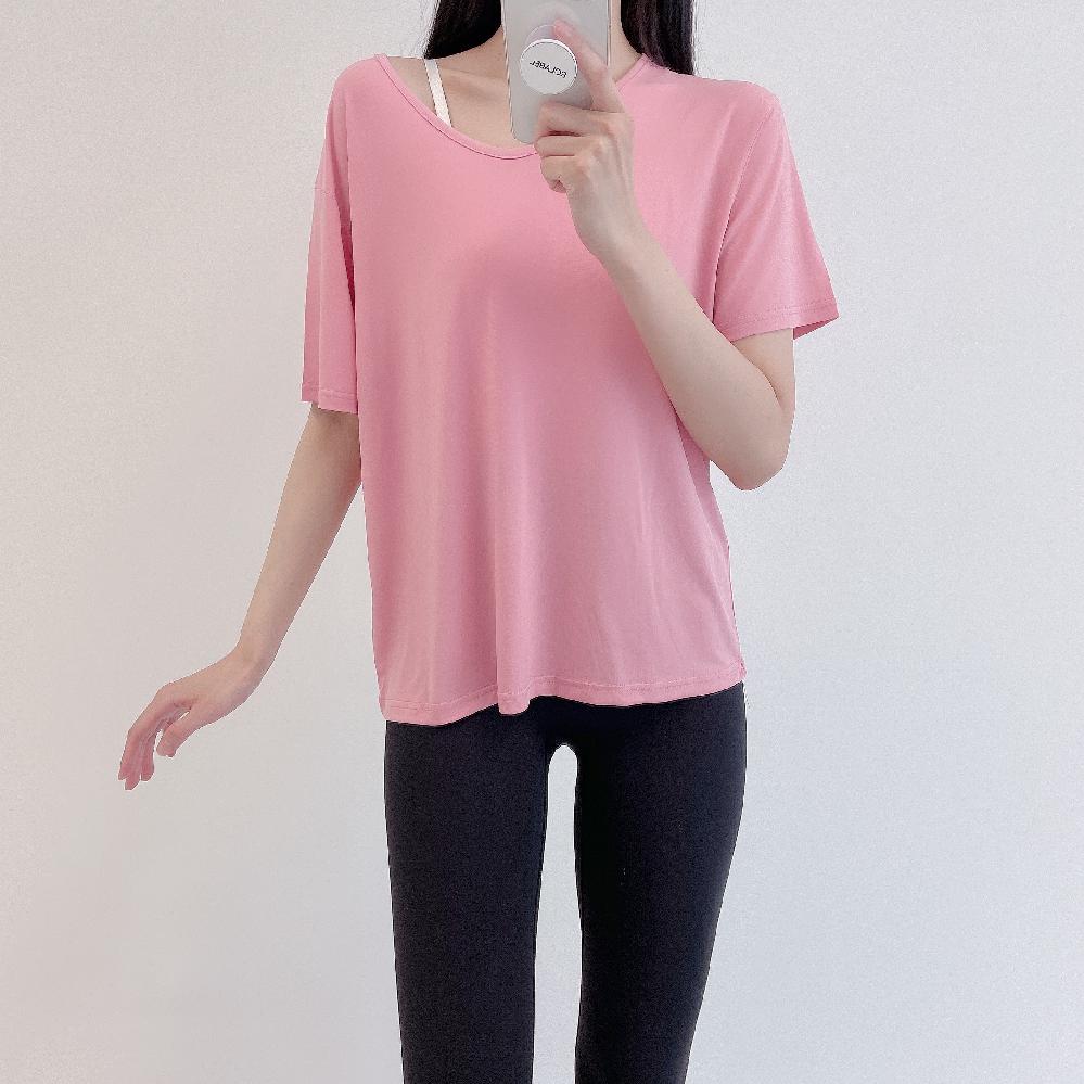 로라벨 샤인 필라테스복 여성 요가복 필라테스 요가 상의 티셔츠 옷 커버업 운동복 반팔 탑 - 상세 이미지 3
