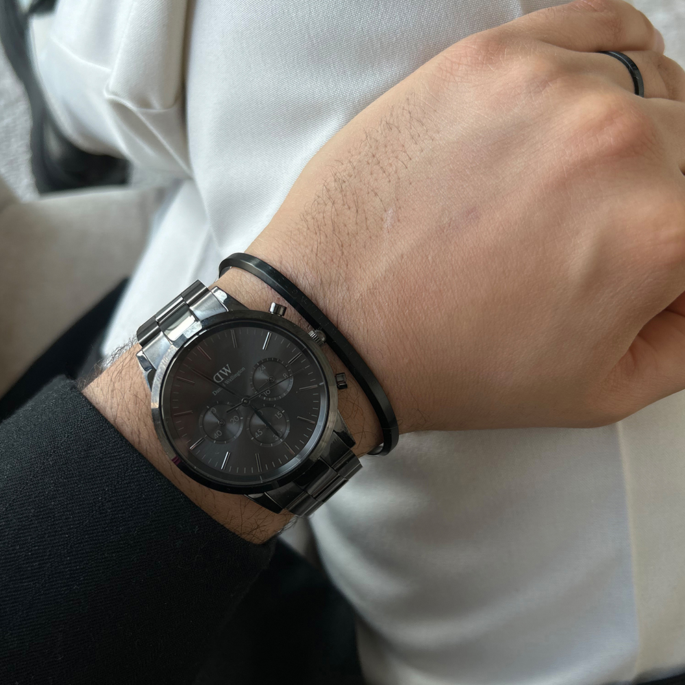 다니엘 웰링턴 ICONIC CHRONOGRAPH LINK ONYX 올블랙 남성용 메탈시계 - 상세 이미지 2