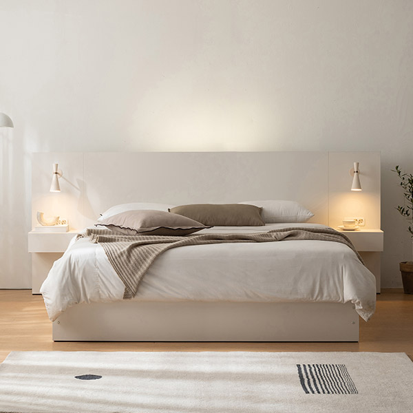 스칸디아 데이 호텔 LED 조명 라지킹 수납 침대+협탁 2EA / 매트리스 제외 LK