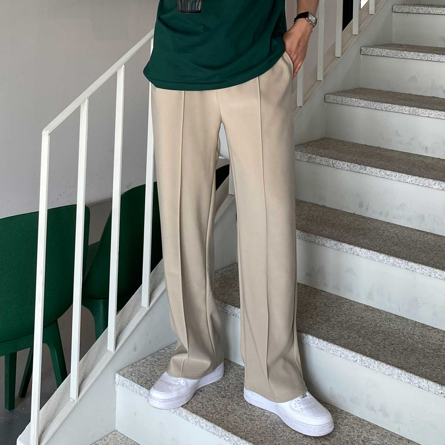 남자와이드팬츠 구김없는바지 통넓은바지 - 상세 이미지 4