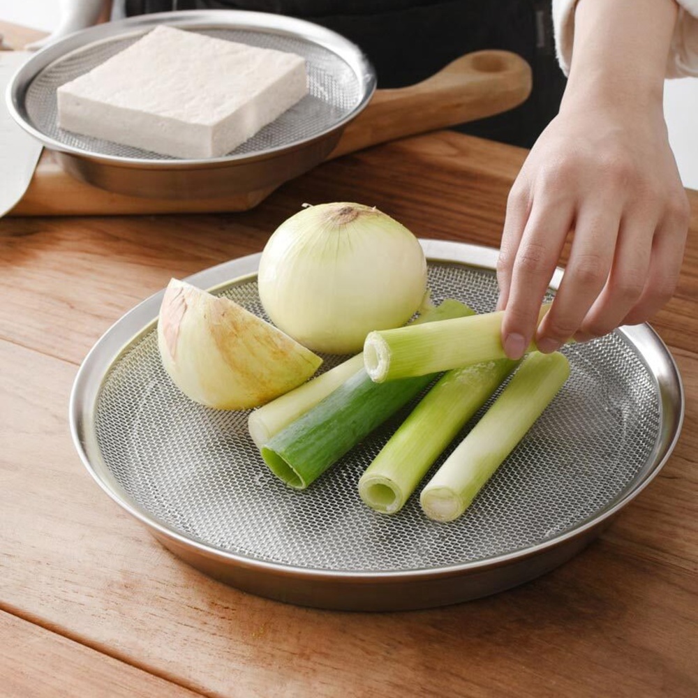 스텐 메쉬 채반 접시 전 튀김 소쿠리 야채 쌈그릇 29cm, 1개 - 상세 이미지 5