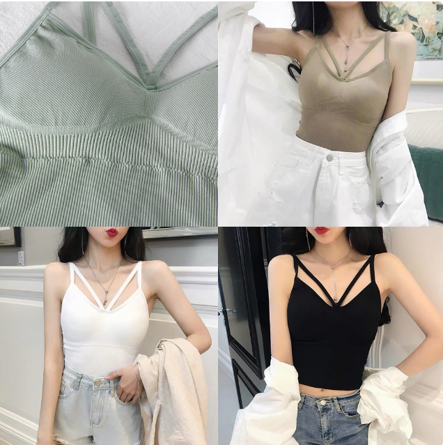 글램 브이 브라탑 캡내장 나시 여성 이미지 2