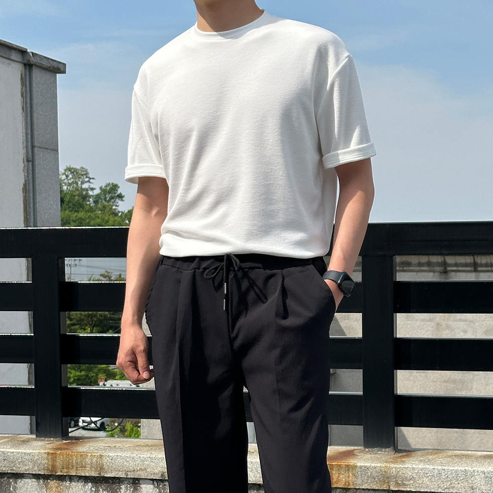 남자반팔니트 부드러운 머슬핏 여름니트 이미지 2