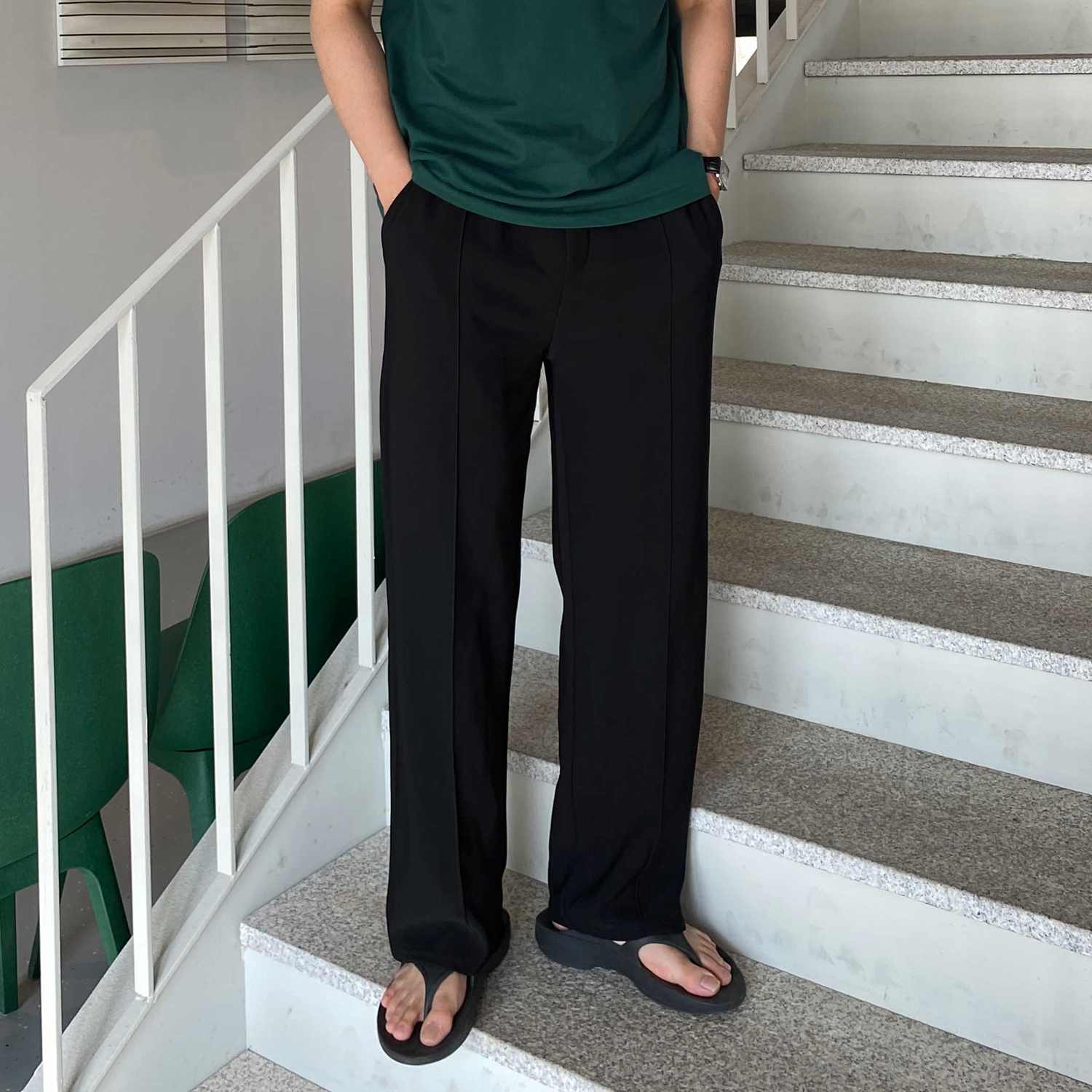 남자와이드팬츠 구김없는바지 통넓은바지 - 상세 이미지 2