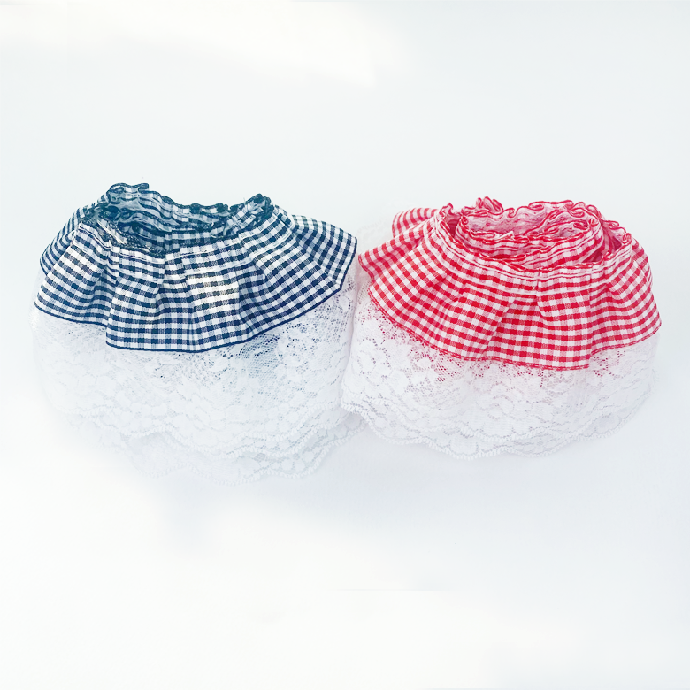 8cm 이중 체크 프릴레이스 주름레이스(텐션없음) - 상품 이미지