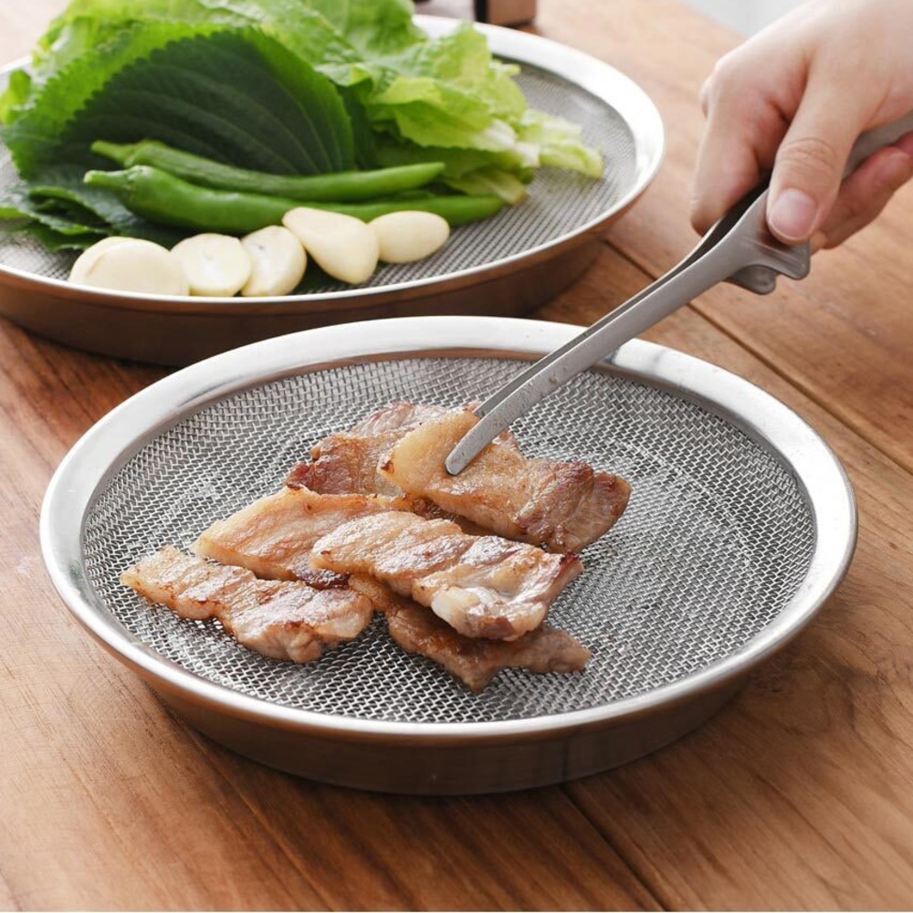 스텐 메쉬 채반 접시 전 튀김 소쿠리 야채 쌈그릇 25cm, 1개 - 상품 이미지