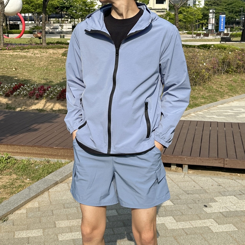 남자 에버렛 여름 후드 카고 반바지 트레이닝 셋업 세트 - 상세 이미지 5