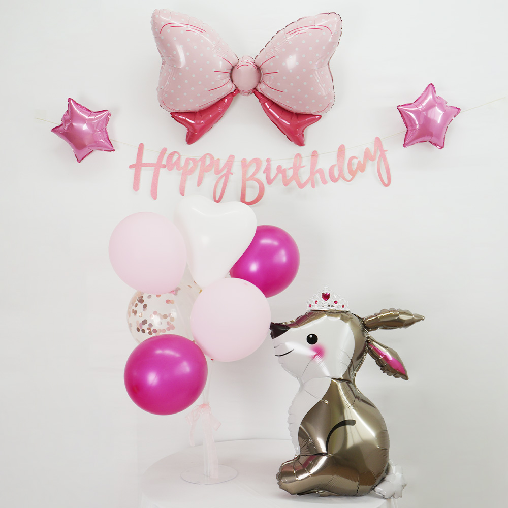 생일 파티용품 축하 풍선세트 토끼 핑크 풍선