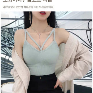 글램 브이 브라탑 캡내장 나시 여성 착용 후기 | 사이즈/핏 총정리 - 상품 이미지 4