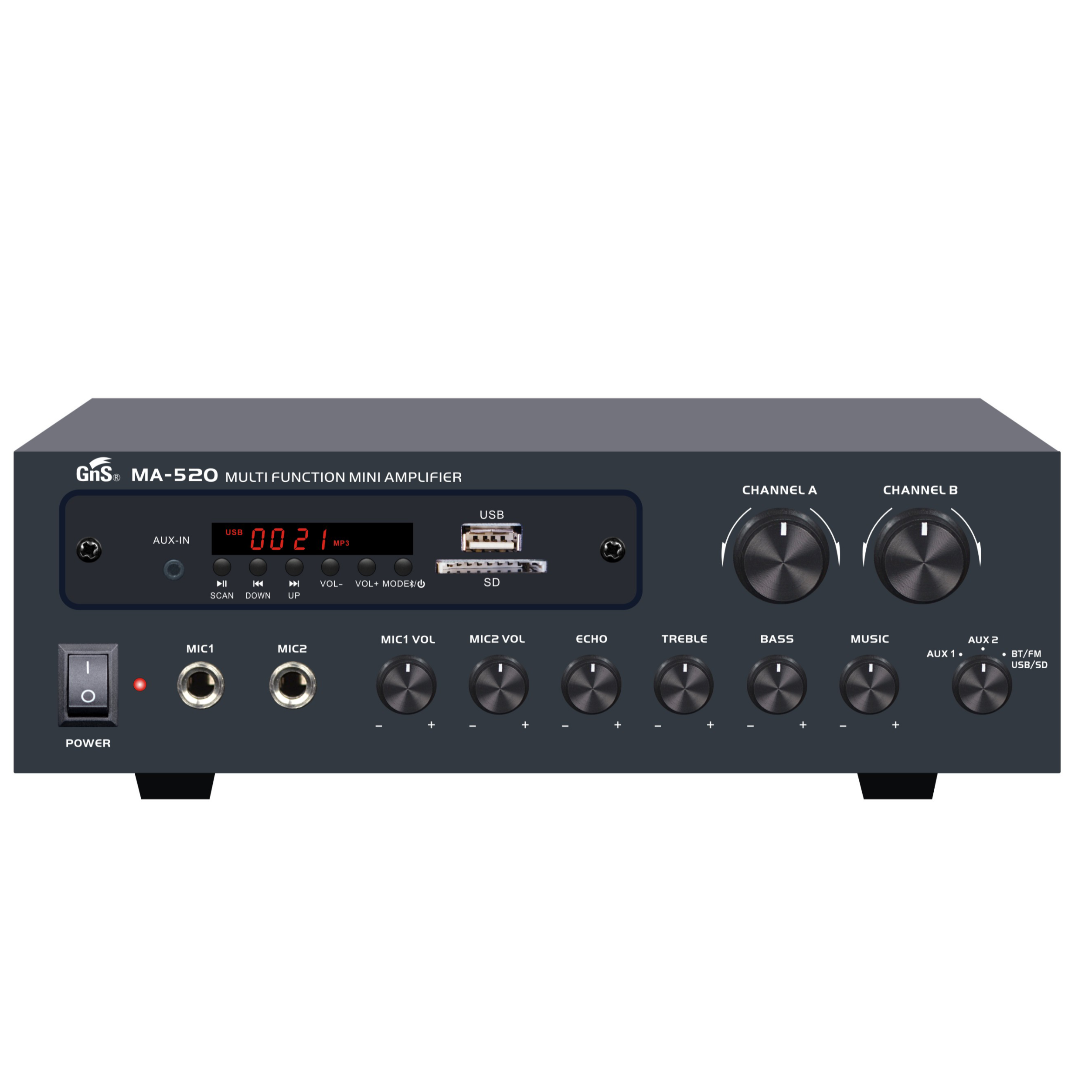 GNS MA-520 MA520 2채널 매장앰프 USB 블루투스 미니앰프 업소용 - 상세 이미지 2