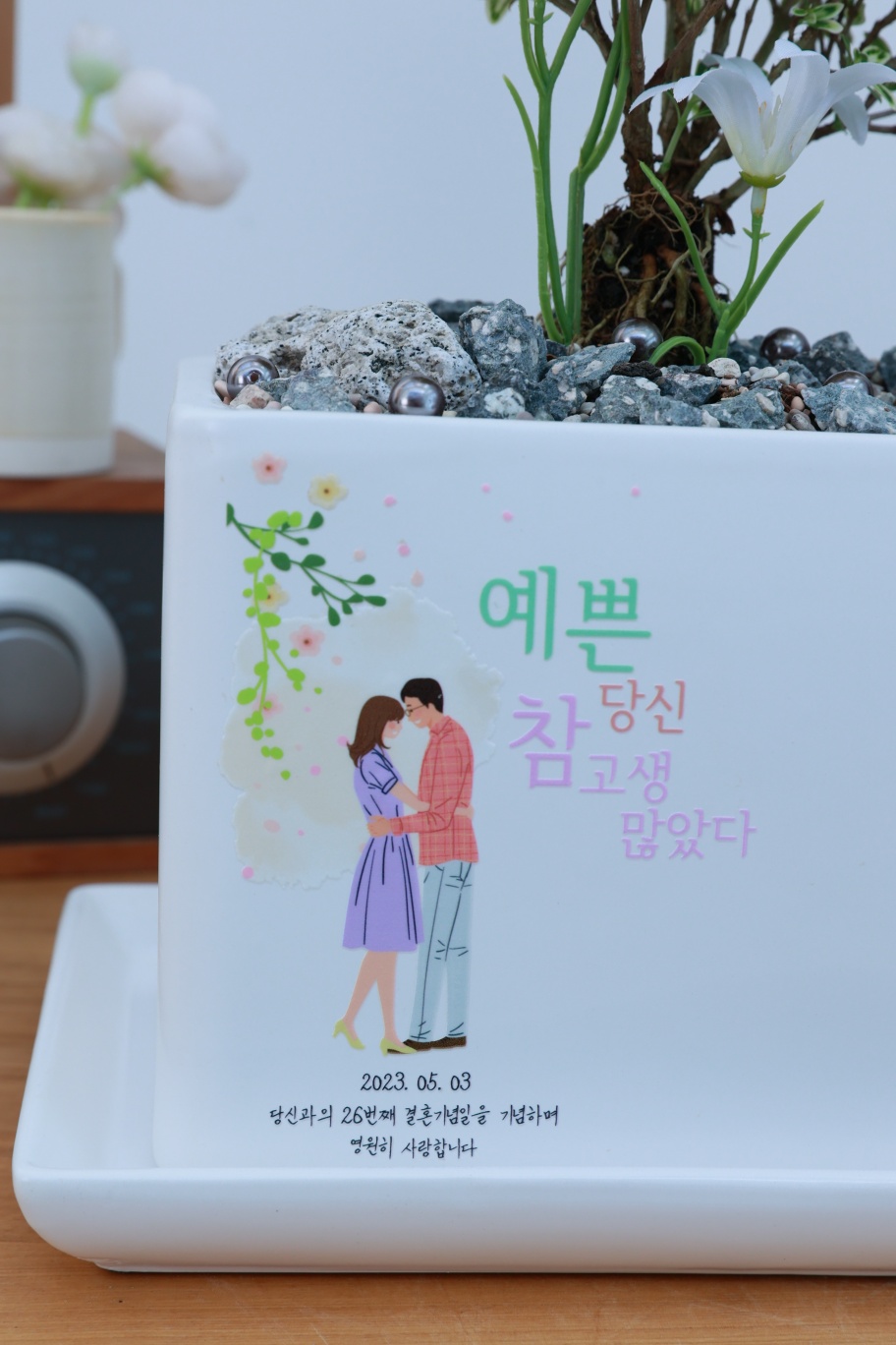 결혼 기념일 꽃 메시지화분 축하 선물 집들이 배달 - 상세 이미지 2
