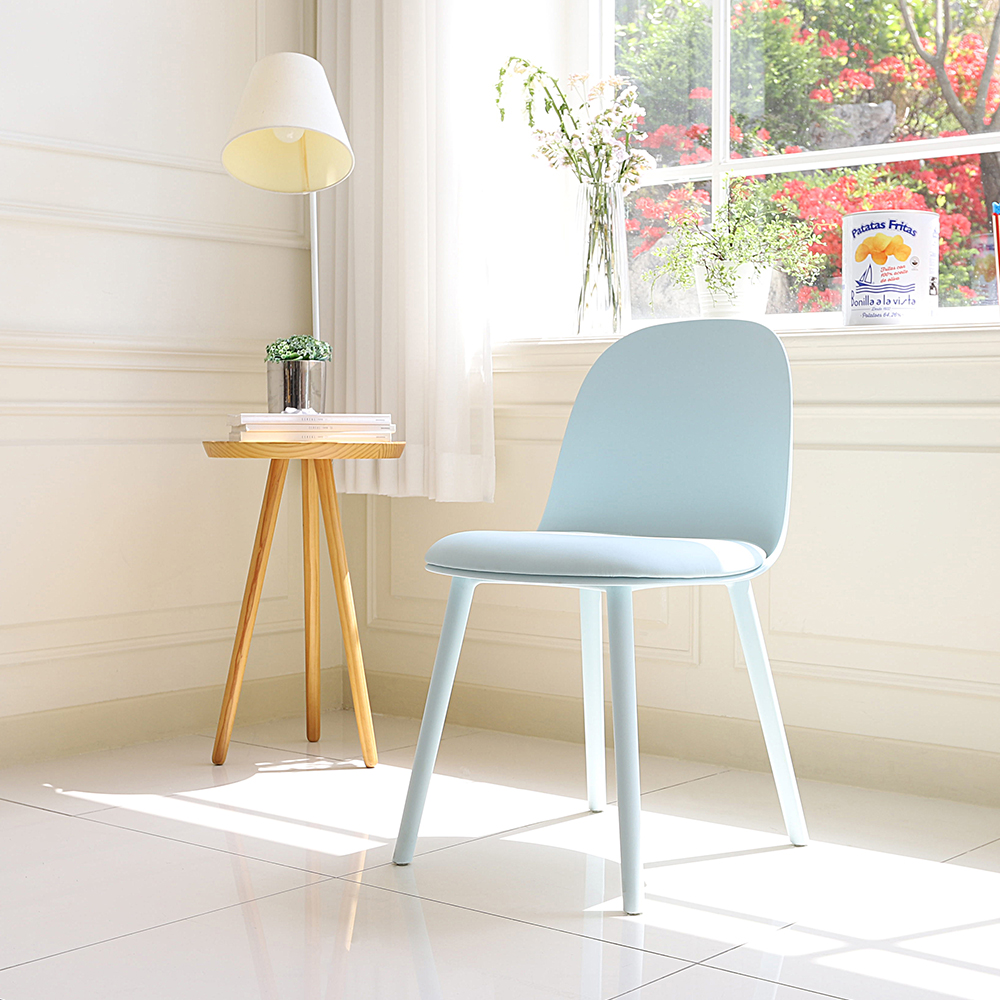 머스타 인테리어 가죽 쿠션 플라스틱 체어 카페 식탁 의자 1개+1개 SL171