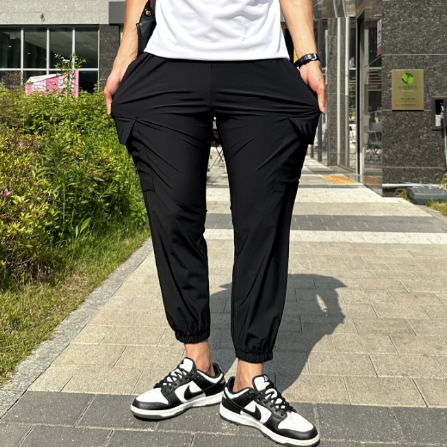 남자 벅스 여름 아이스 쿨링 냉장고 밴딩 카고 조거팬츠 - 상세 이미지 4