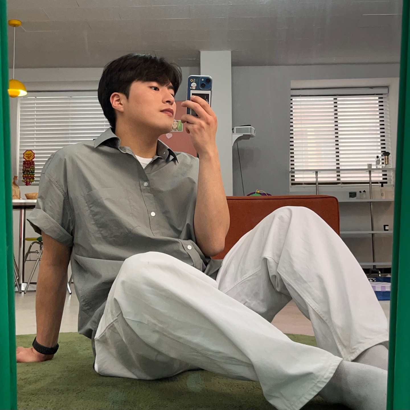 남자바스락반팔셔츠 반팔와이셔츠 남성여름남방 (5 Color) - 상세 이미지 2