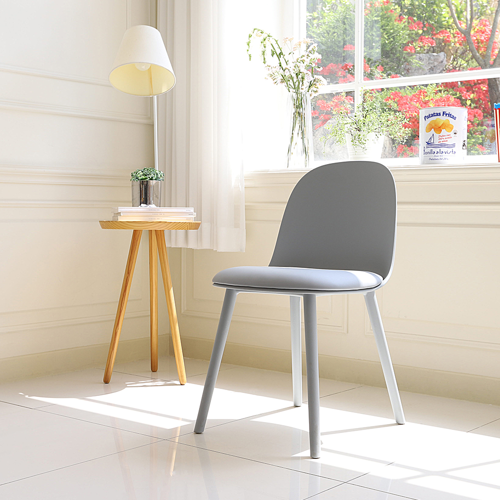 머스타 인테리어 가죽 쿠션 플라스틱 체어 카페 식탁 의자 1개+1개 SL171