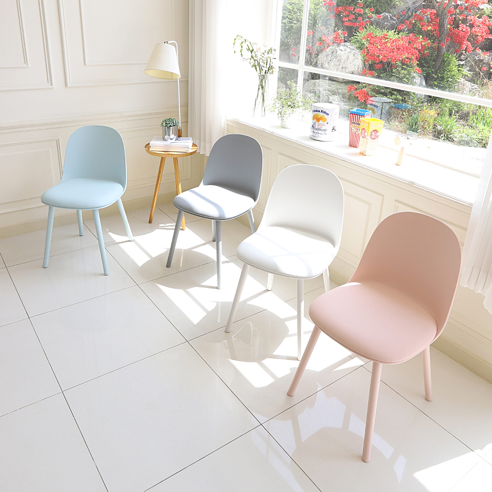 머스타 인테리어 가죽 쿠션 플라스틱 체어 카페 식탁 의자 1개+1개 SL171