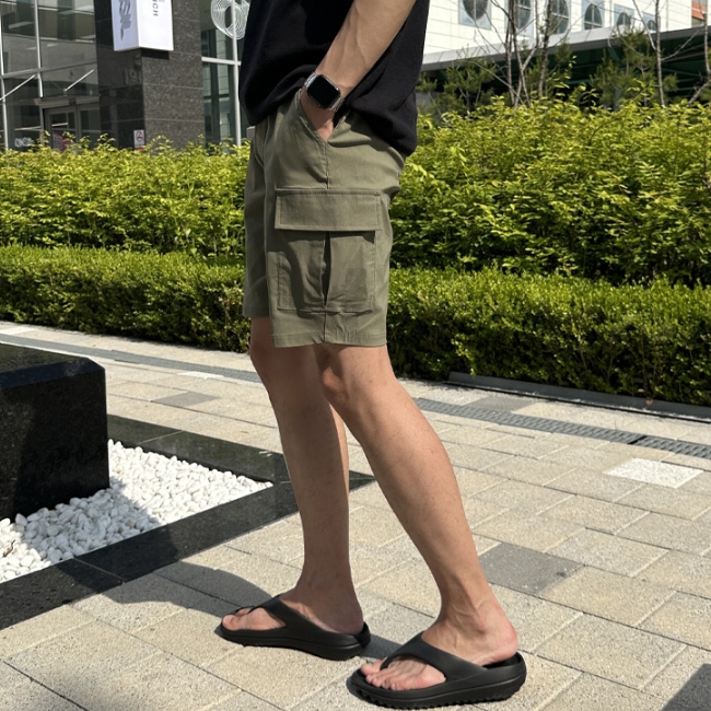 1+1 남자 트레이시 5부 스판 밴딩 카고 반바지 28-36 이미지 2