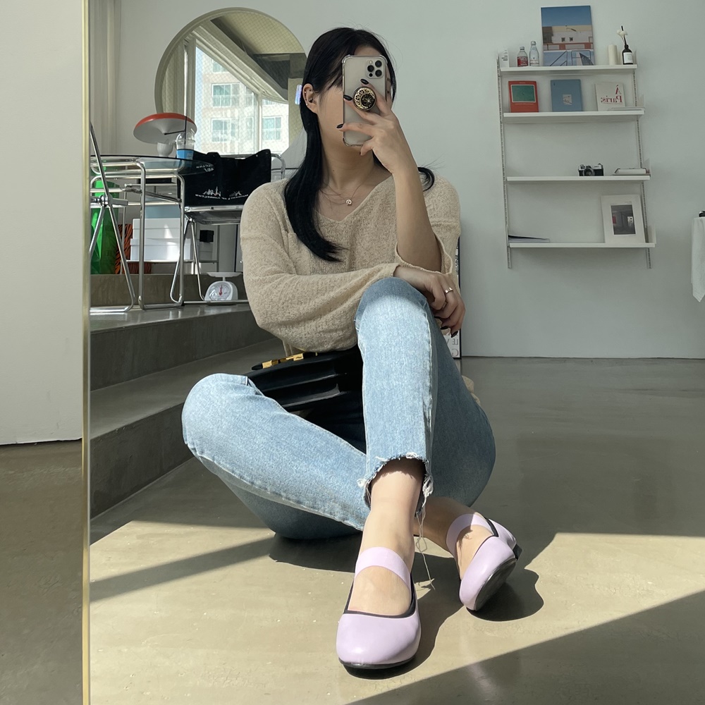 실버플랫슈즈 둥근코플랫 은색 임산부신발 메리제인실버 이미지 6
