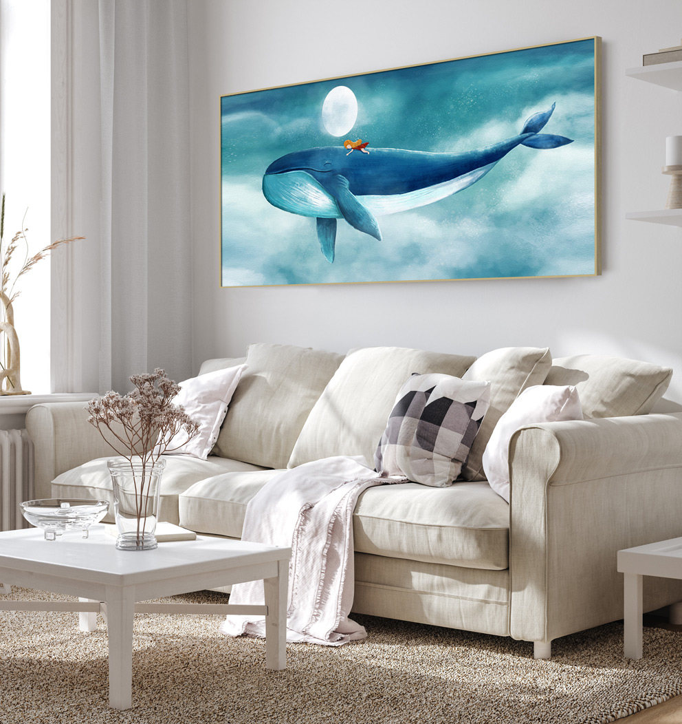고래와 황금배 고래 그림 우영우 대형 캔버스 일러스트 포스터 풍수지리 인테리어 액자 이미지 7