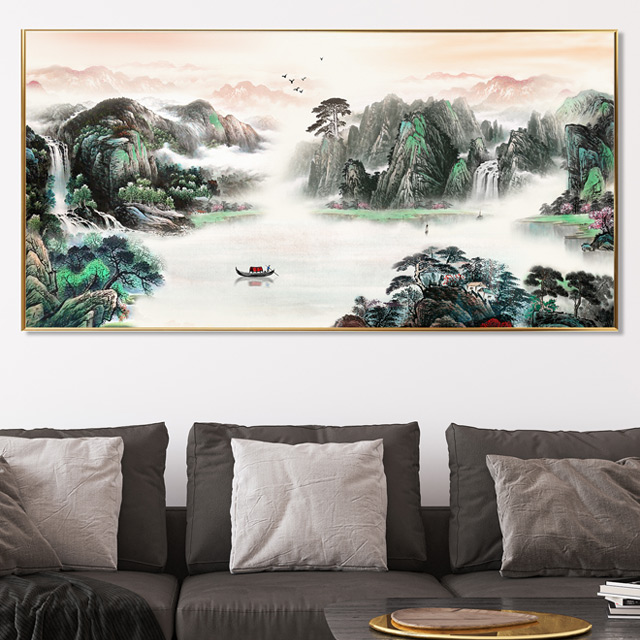 폭포 장관 산수화 물 그림 풍경 거실 사무실 인테리어 액자 부모님 집들이 개업 선물 - 상세 이미지 4