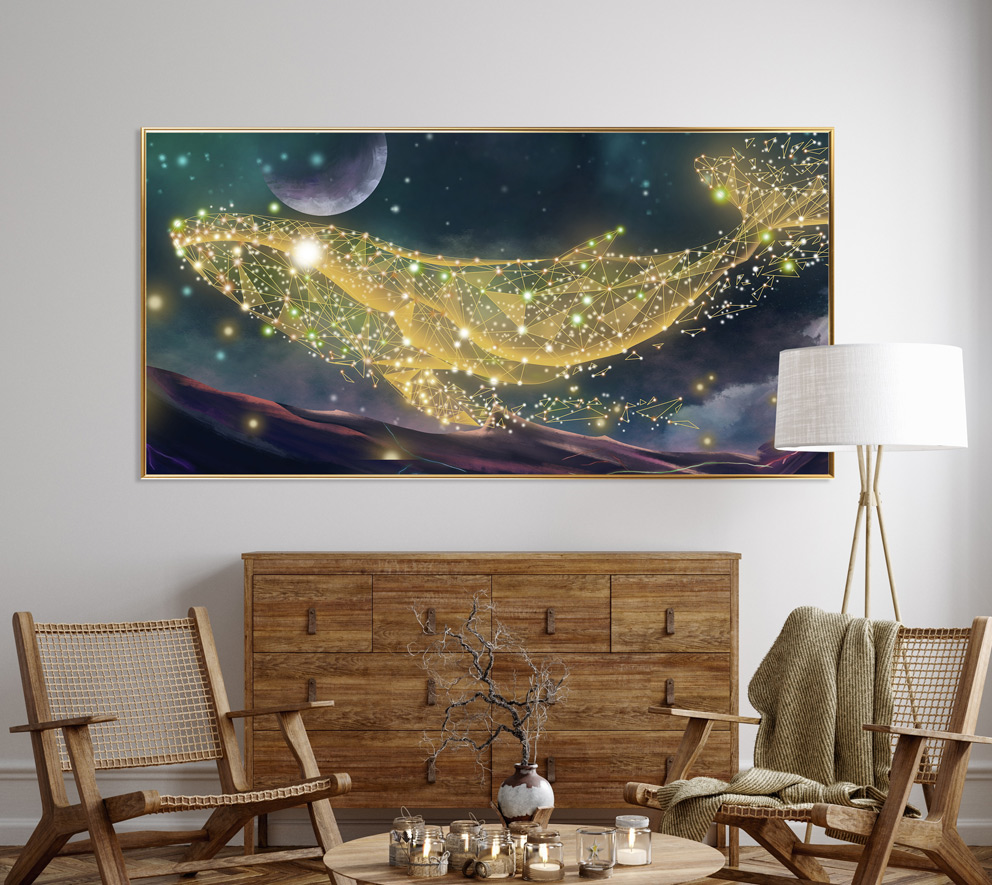 고래와 황금배 고래 그림 우영우 대형 캔버스 일러스트 포스터 풍수지리 인테리어 액자 이미지 8