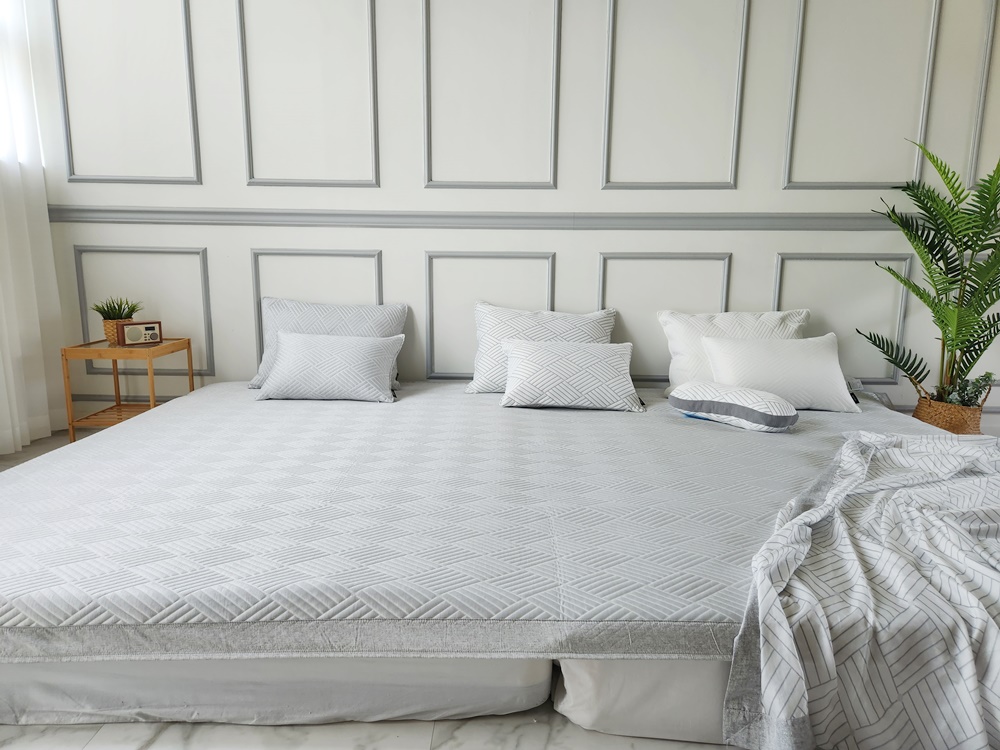 천사베딩 쿨링 여름 냉감 듀라론 패밀리패드 침대패드 고정밴드 아이보리 (280x210)