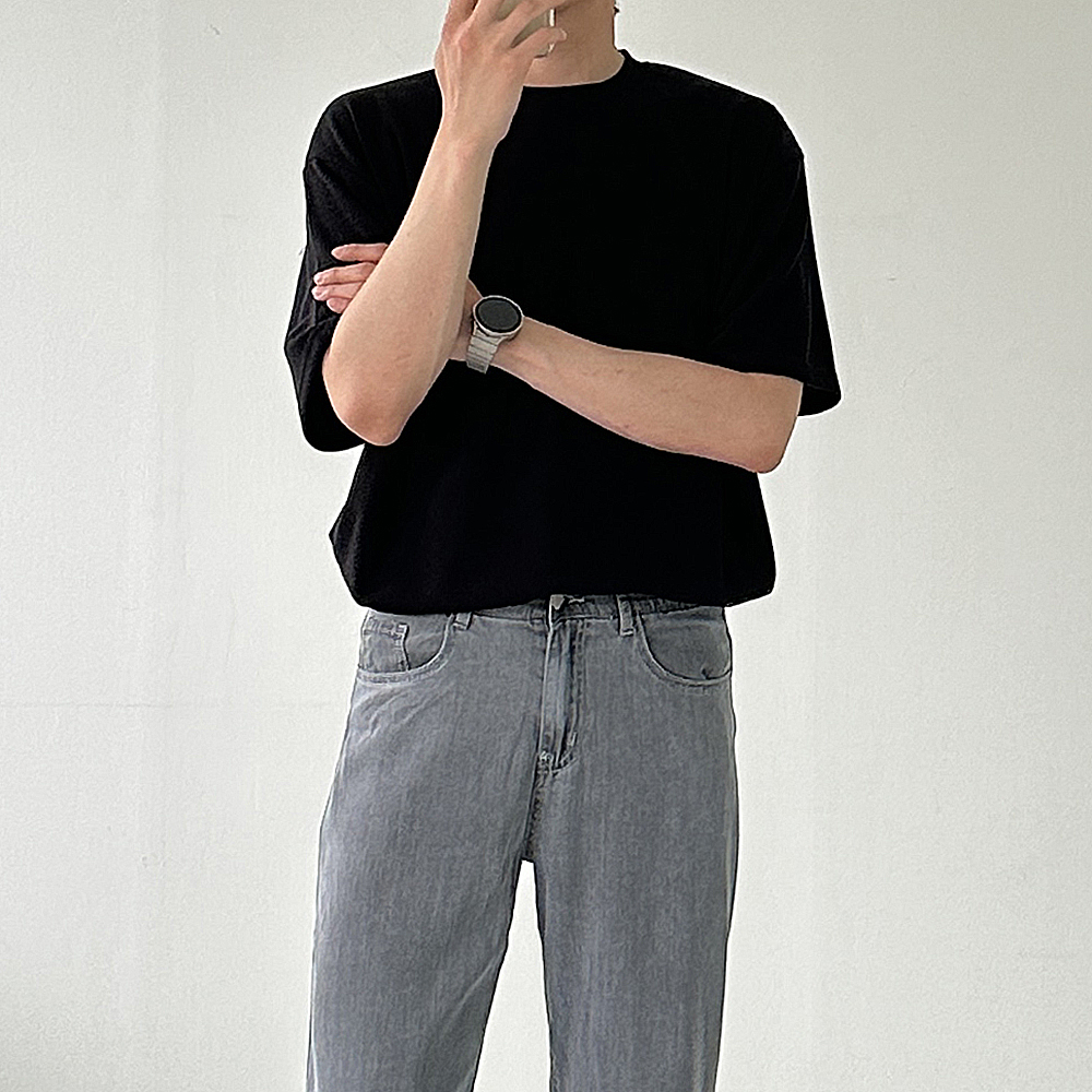 남자반팔티 이너 레이어드 쿨링 오버핏 반팔티 - 상세 이미지 2