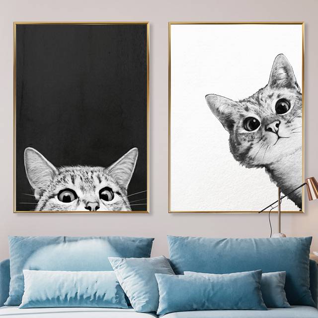 고양이 그림 액자 감성 모던 동물 캔버스 인테리어 포스터 집들이선물 1일러스트아트픽야옹이 이미지 8