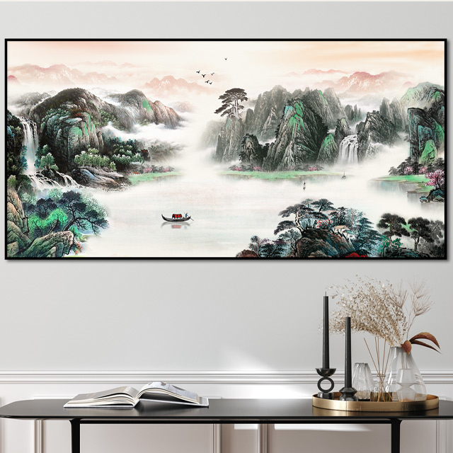 폭포 장관 산수화 물 그림 풍경 거실 사무실 인테리어 액자 부모님 집들이 개업 선물 - 상품 이미지