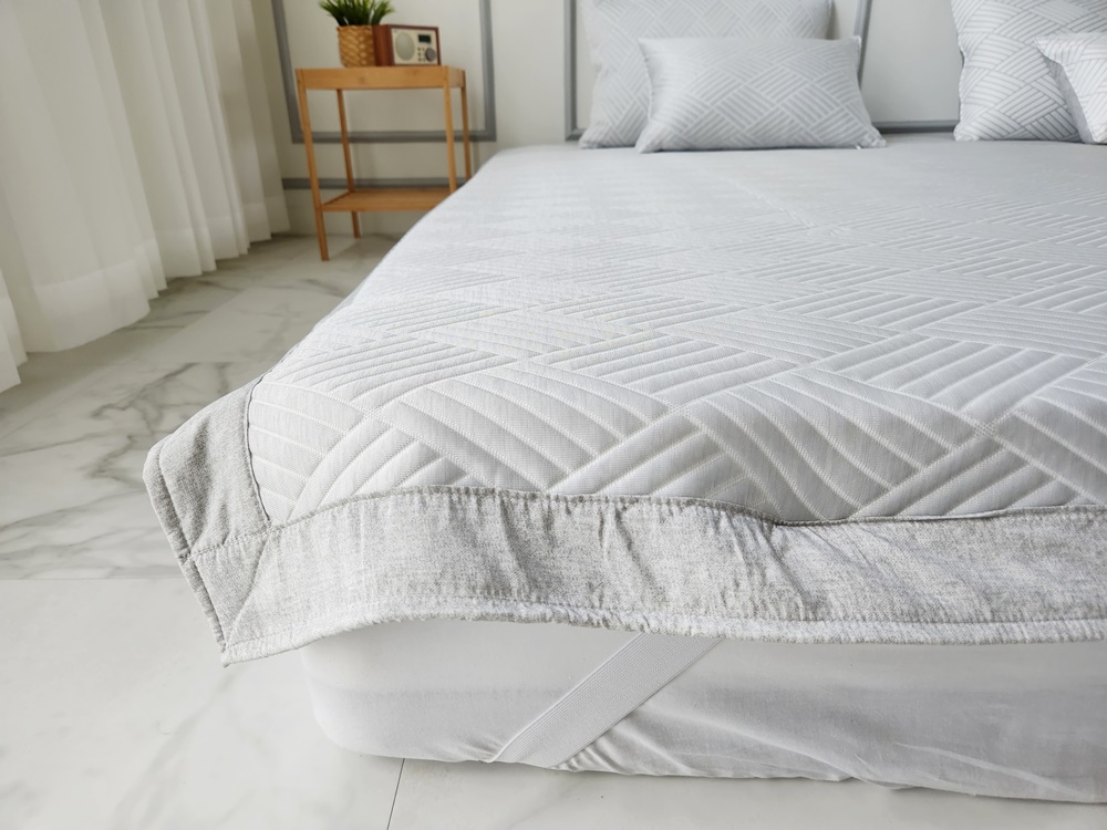 천사베딩 쿨링 여름 냉감 듀라론 패밀리패드 침대패드 고정밴드 아이보리 (280x210)