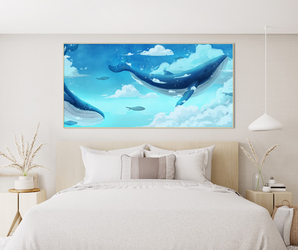 고래와 황금배 고래 그림 우영우 대형 캔버스 일러스트 포스터 풍수지리 인테리어 액자 이미지 6