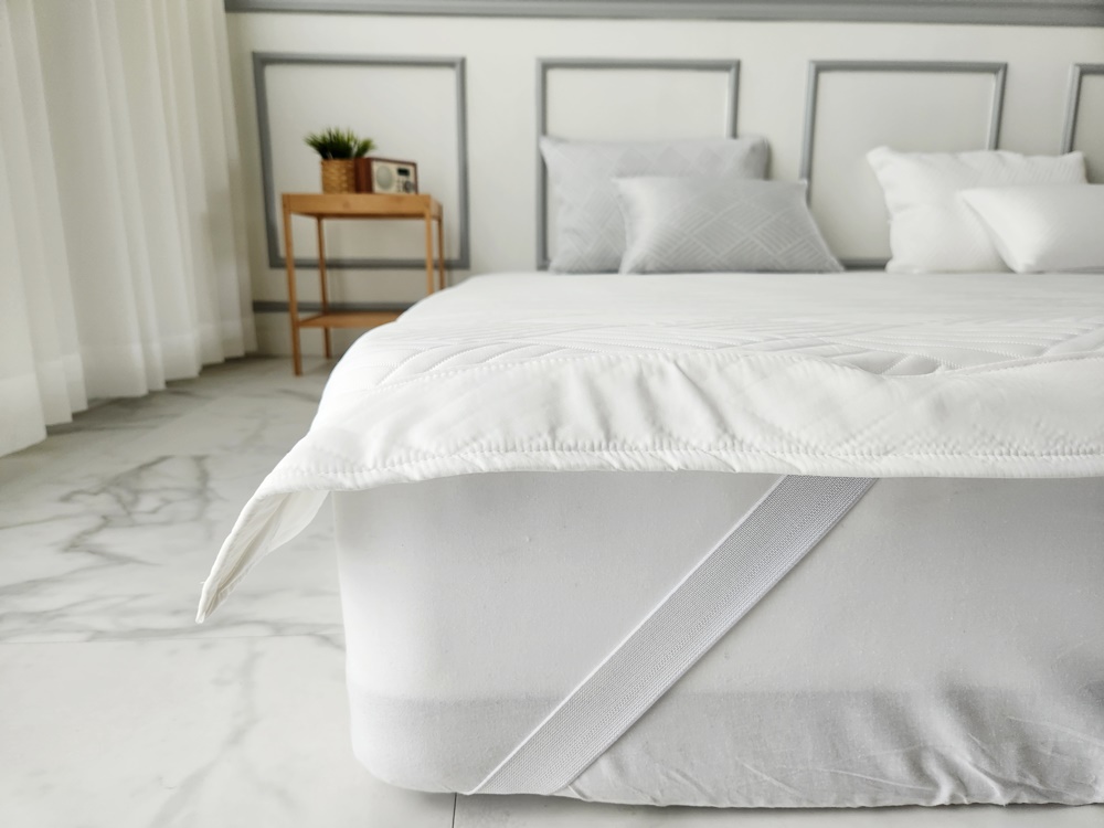 천사베딩 쿨링 여름 냉감 듀라론 패밀리패드 침대패드 고정밴드 아이보리 (280x210)