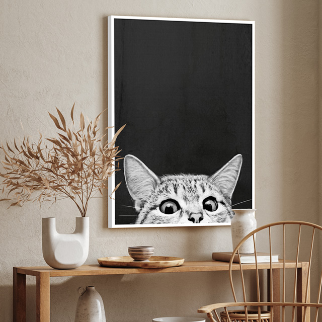 고양이 그림 액자 감성 모던 동물 캔버스 인테리어 포스터 집들이선물 1일러스트아트픽야옹이 - 상세 이미지 5