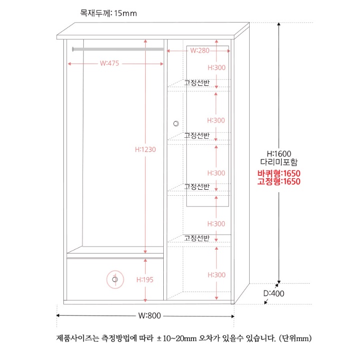 소형 옷장 좁은 방 미니 장농 학생 자취방 작은 옷장 - 상세 이미지 5