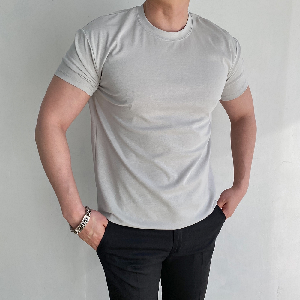 머슬핏반팔 흰티 두꺼운반팔 어깨넓어보이는반팔 - 상세 이미지 4