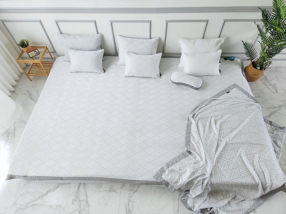 천사베딩 쿨링 여름 냉감 듀라론 패밀리패드 침대패드 고정밴드 아이보리 (280x210)