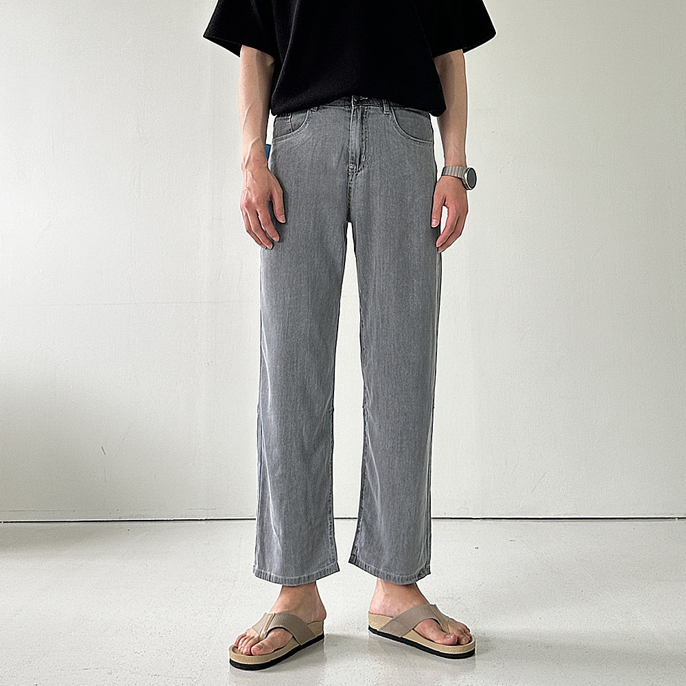 1+1 남자여름청바지 밴딩 남자냉장고바지 와이드팬츠