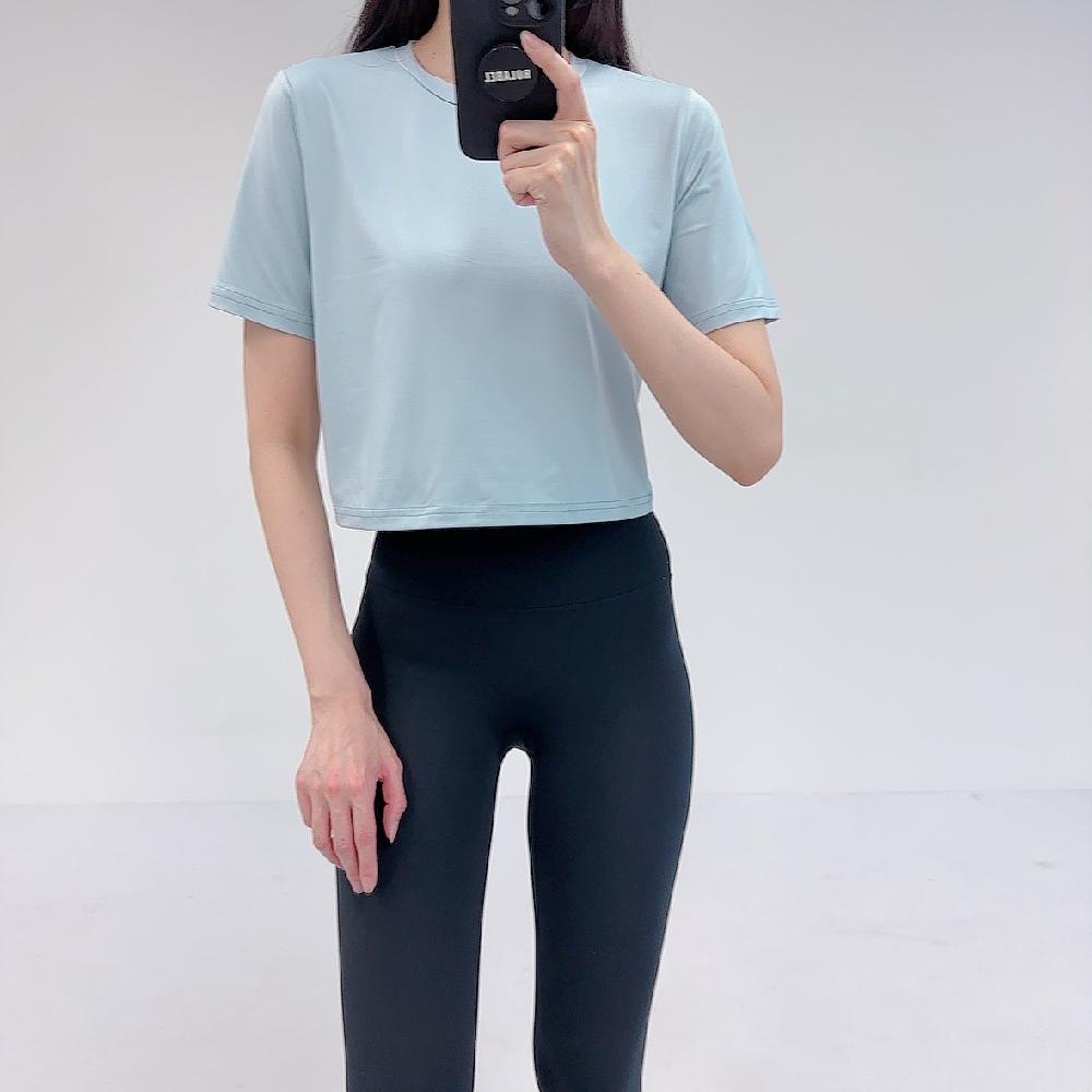 로라벨 록시 필라테스복 여성 요가복 필라테스 요가 상의 옷 커버업 운동복 여름 반팔 크롭 - 상세 이미지 2