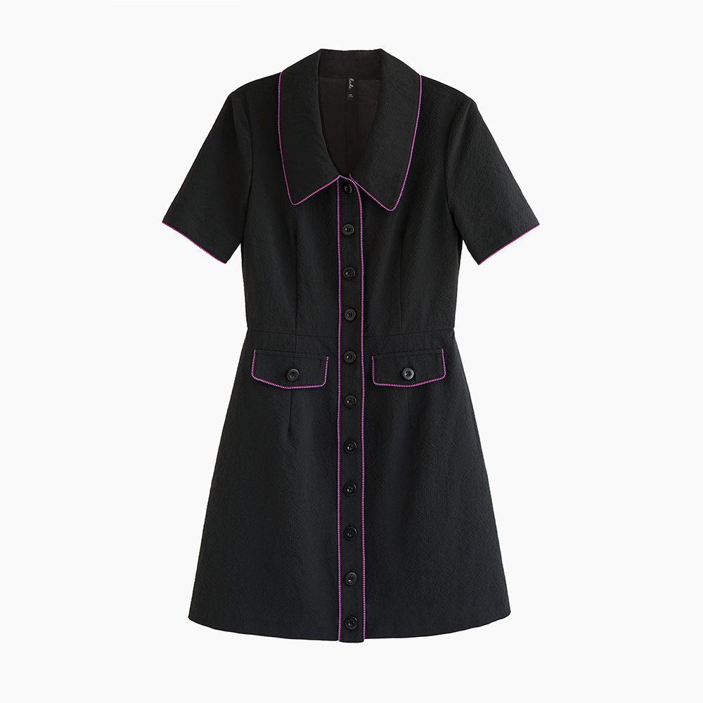 시어서커 셔츠 원피스 L23SFOP11BK