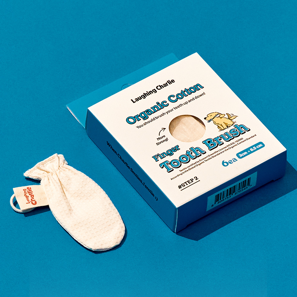 래핑찰리 구강관리 치석제거 강아지 코튼 손가락 칫솔 STEP2 (6개입)